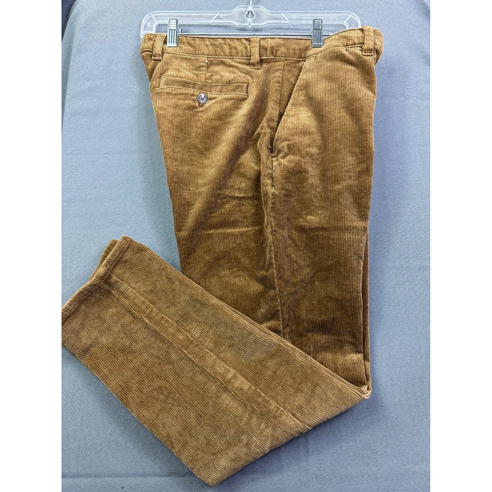 MNG Men's Brown Corduroy Straight Leg Pants Fine Wale Cotton‎ Blend Size 32x28